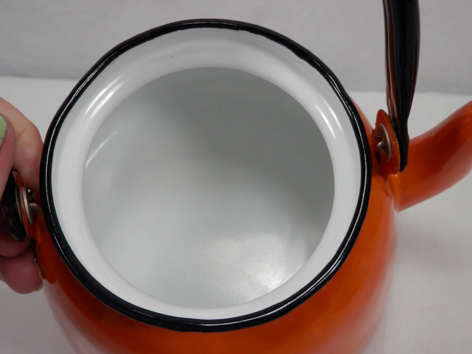Huta Silesia Orange Enameled Tea Kettle Excellent Vintage retro teapot | eBay
