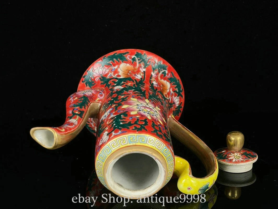 5.7'' Qing Yongzheng Enamel Color Porcelain Gilt Flower Bat Wine Tea Pot Flagon | eBay
