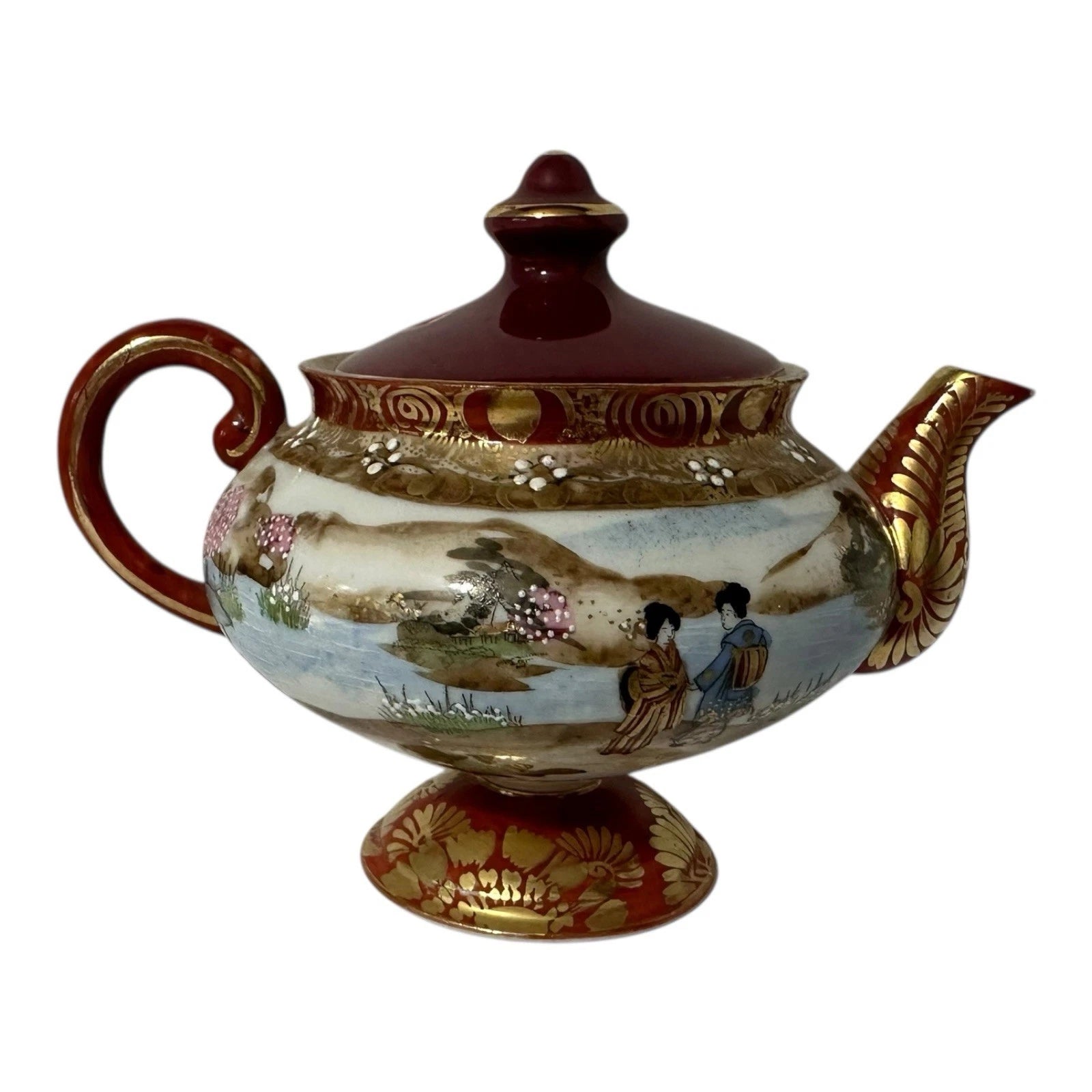 Vintage Kutani Japanese Porcelain Teapot & Creamer Set Moriage Enameled Gilded | eBay