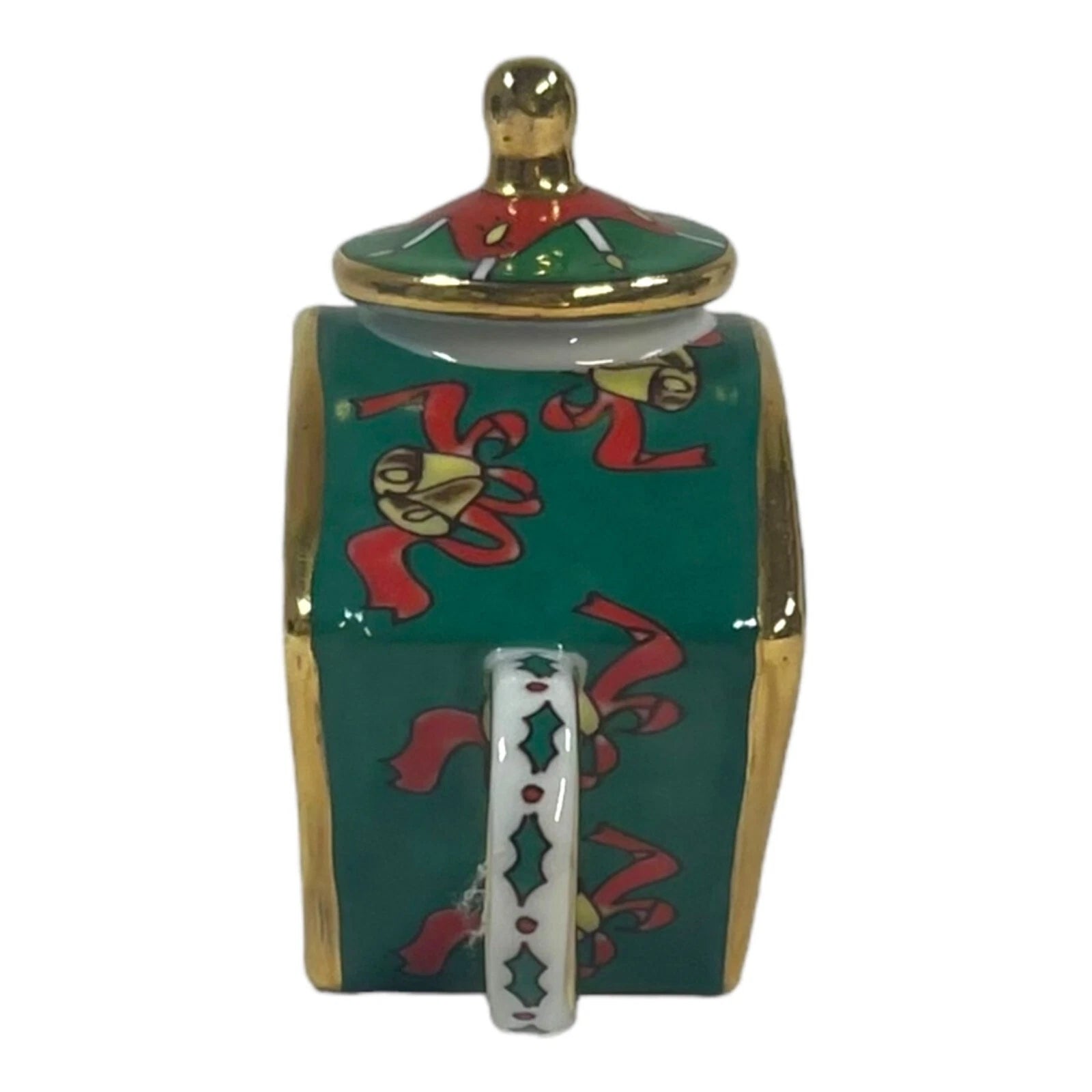 Christmas Themed Porcelain Cloisonne Enamel Teapot Gold Accents & Festive Design | eBay