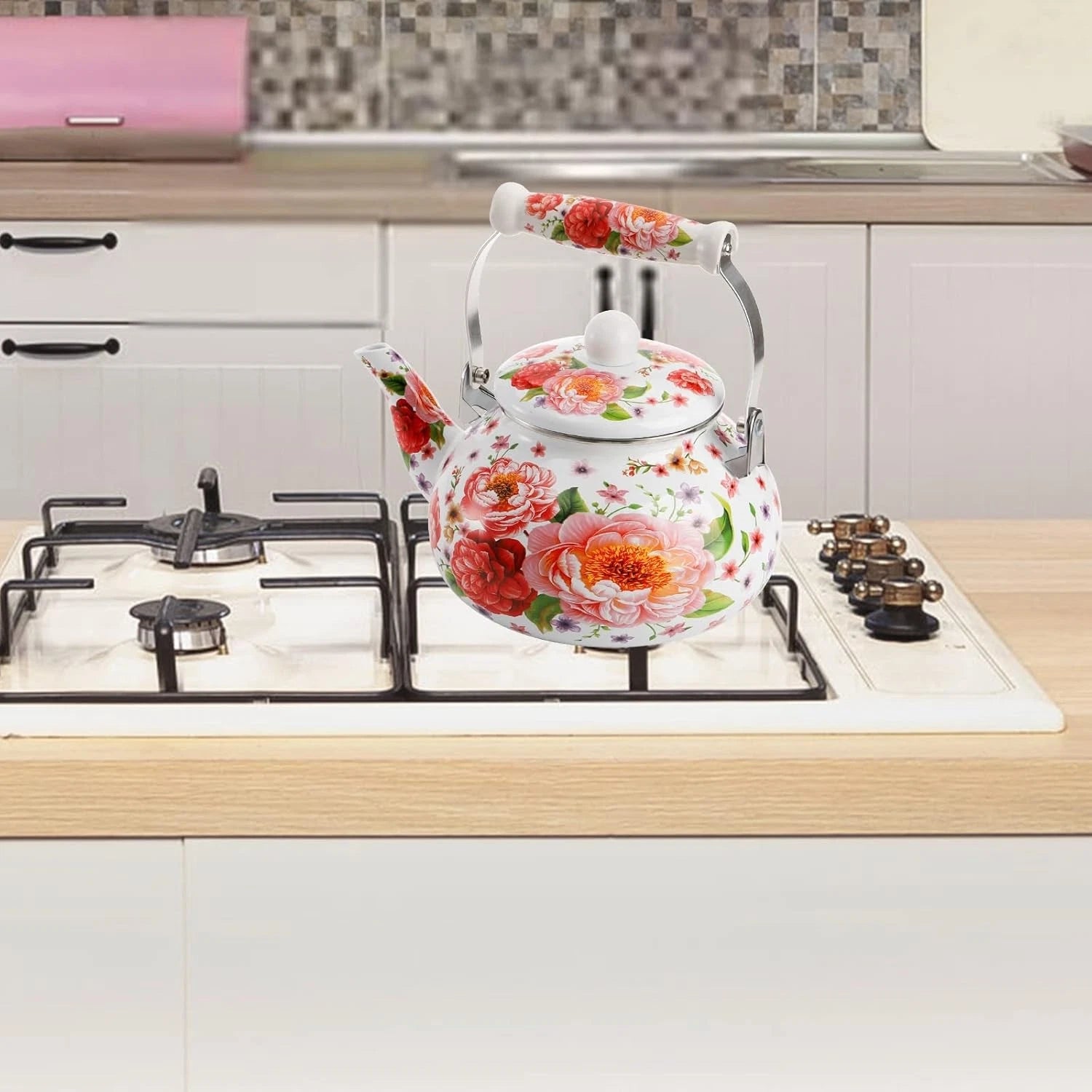 Quart Enamel Tea Kettle Stovetop, Large Porcelain Enameled Teakettle, 2.5L | eBay