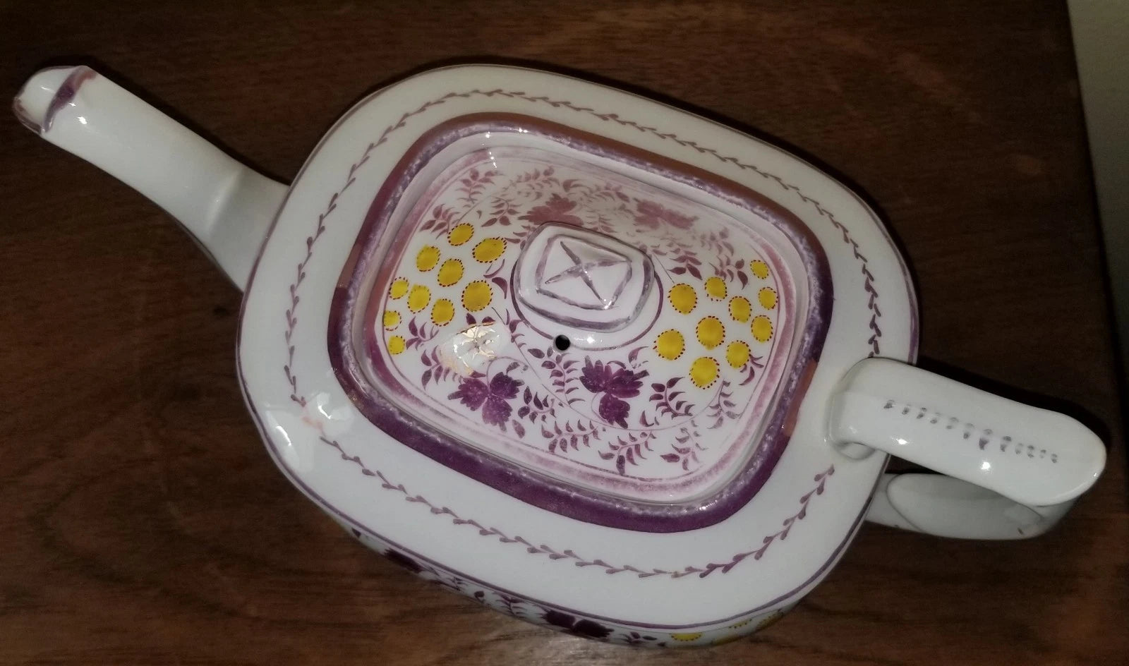 C.1810-1820 Georgian Porcelain Teapot Pink Luster Yellow Enamel Exc. Condition | eBay