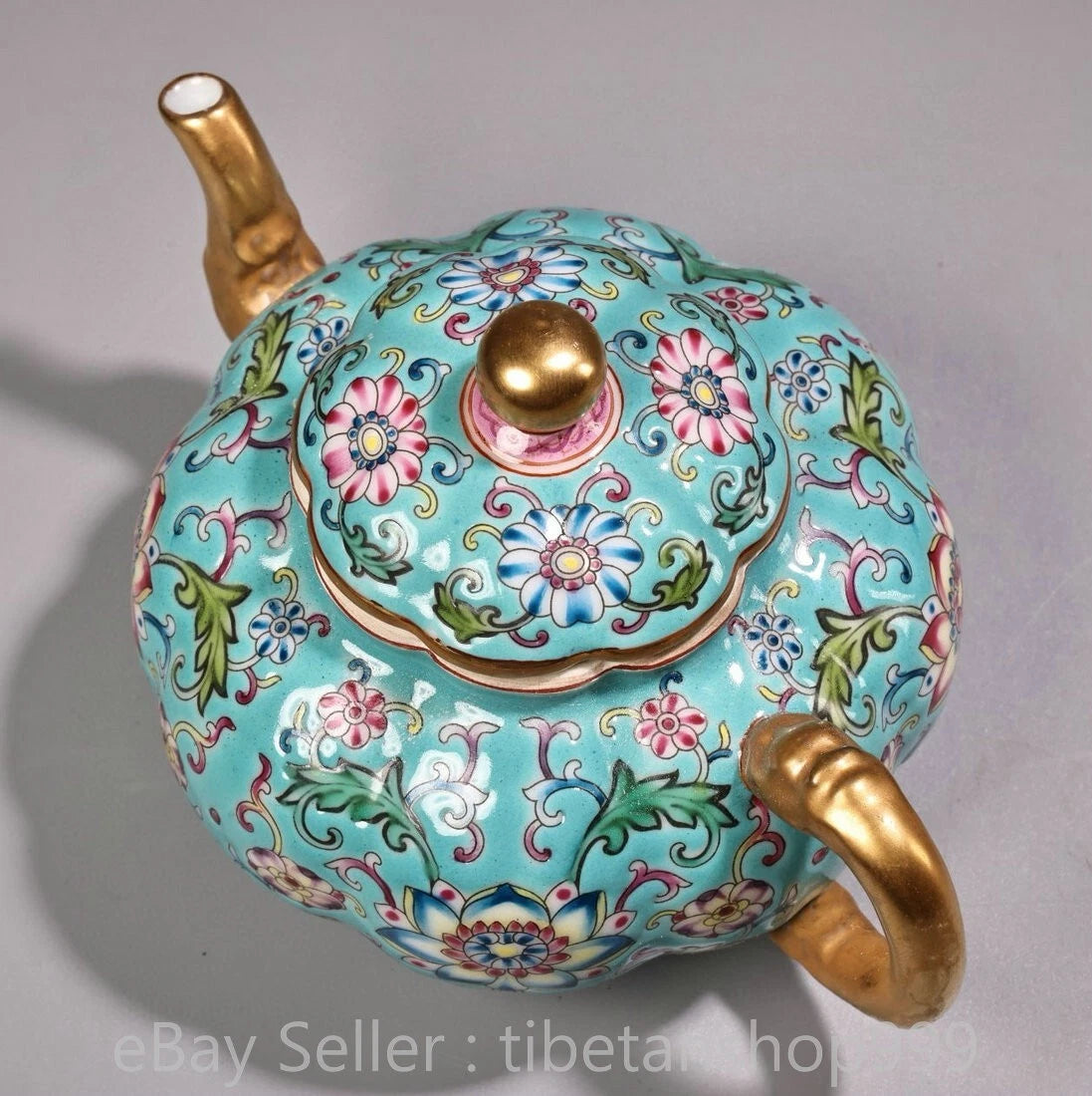 6" Old Chinese Yongzheng Marked Enamel Porcelain Gilt Entwined Flower Teapot | eBay