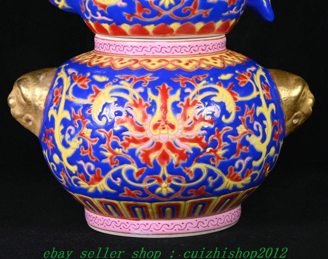 Qianlong Marked Colour Enamel Porcelain Gilt Dragon Beast Gourd Teapot Teakettle | eBay