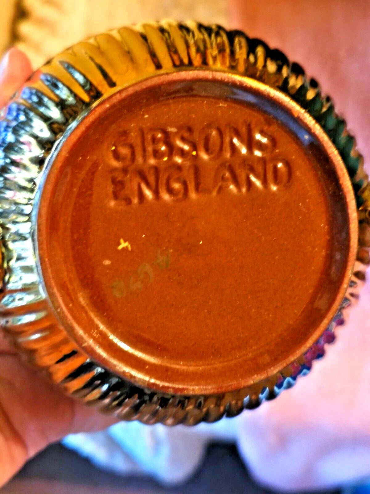 BEAUTIFUL COPPER LUSTRE LUSTER TEAPOT HAND PAINTED ENAMEL FLOWERS GIBSONS N.MINT | eBay