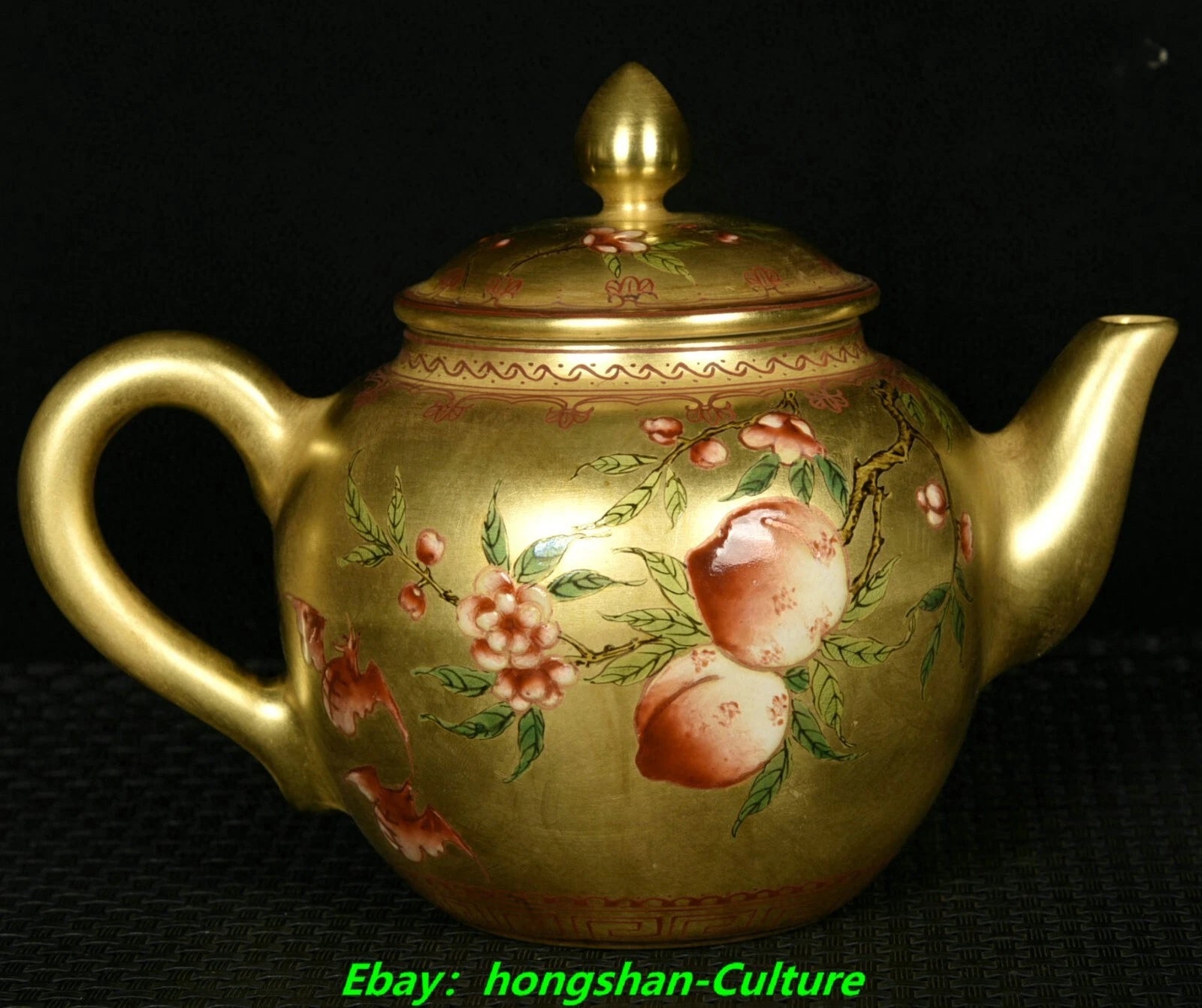 5.7" Qianlong Enamel Colour Porcelain Gold Bat Peach Pattern Wine Tea Pot Flagon | eBay