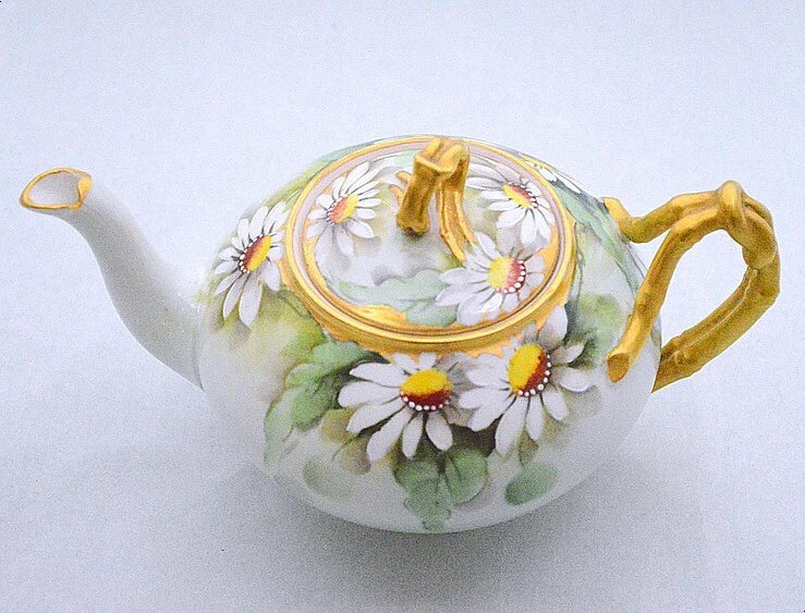 JP Limoges France Hand Painted Daisy Enamel Dot Artist Signed Teapot 117 | eBay
