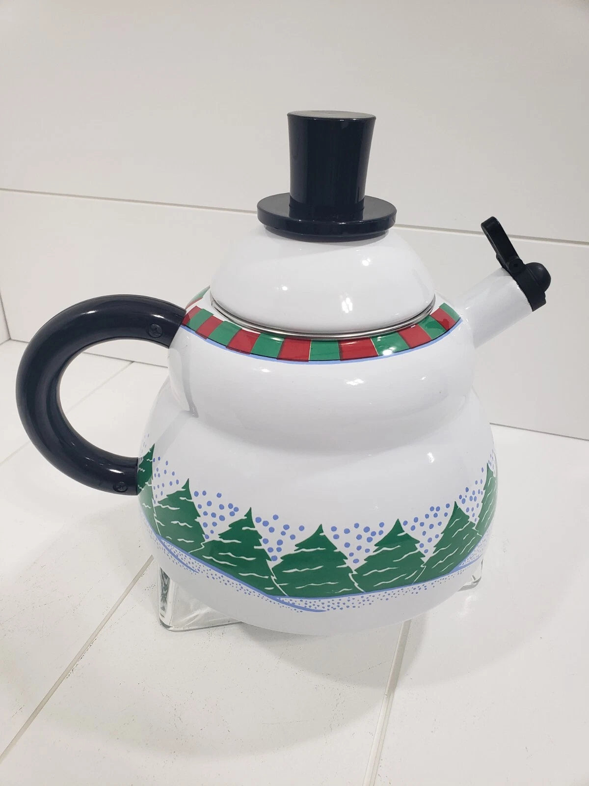 Roshco Snowman Teapot Kettle 3 QT Porcelain Enamel On Steel Vintage | eBay