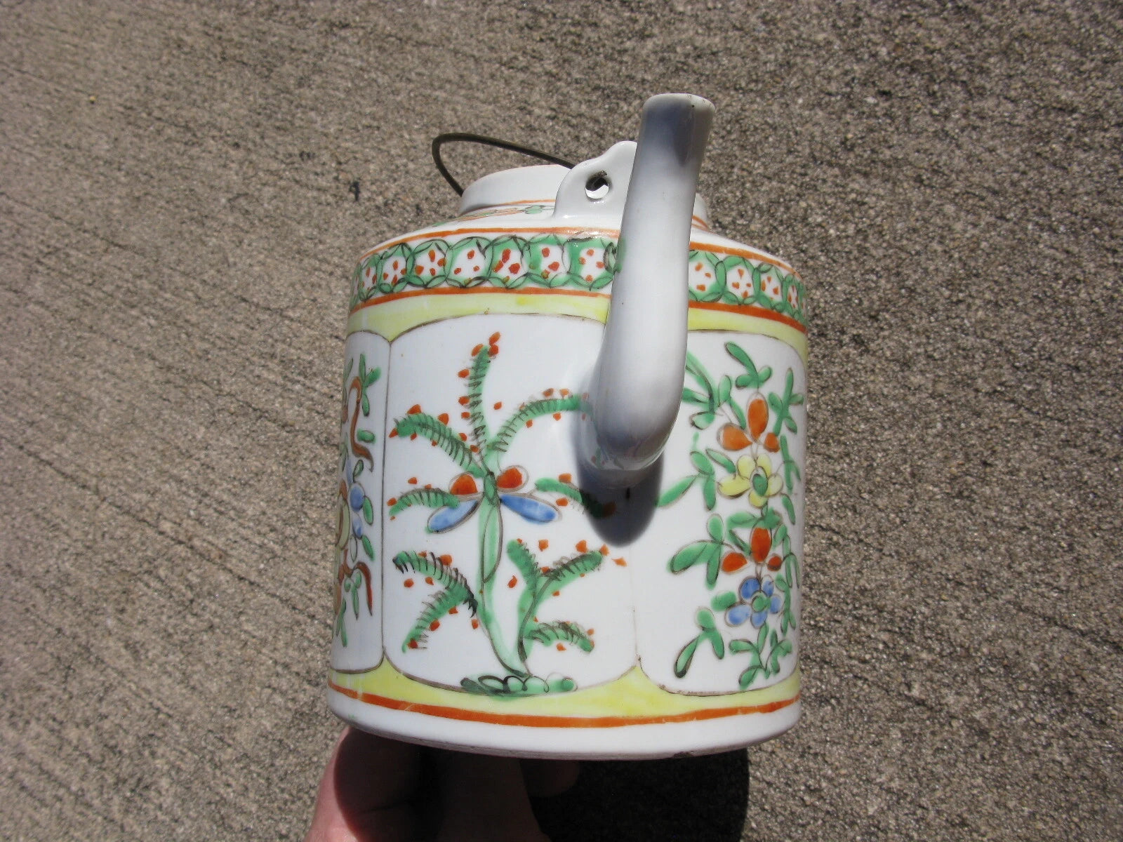 Antique Chinese porcelain teapot hand painted enamels in Famille Verte 19thC | eBay