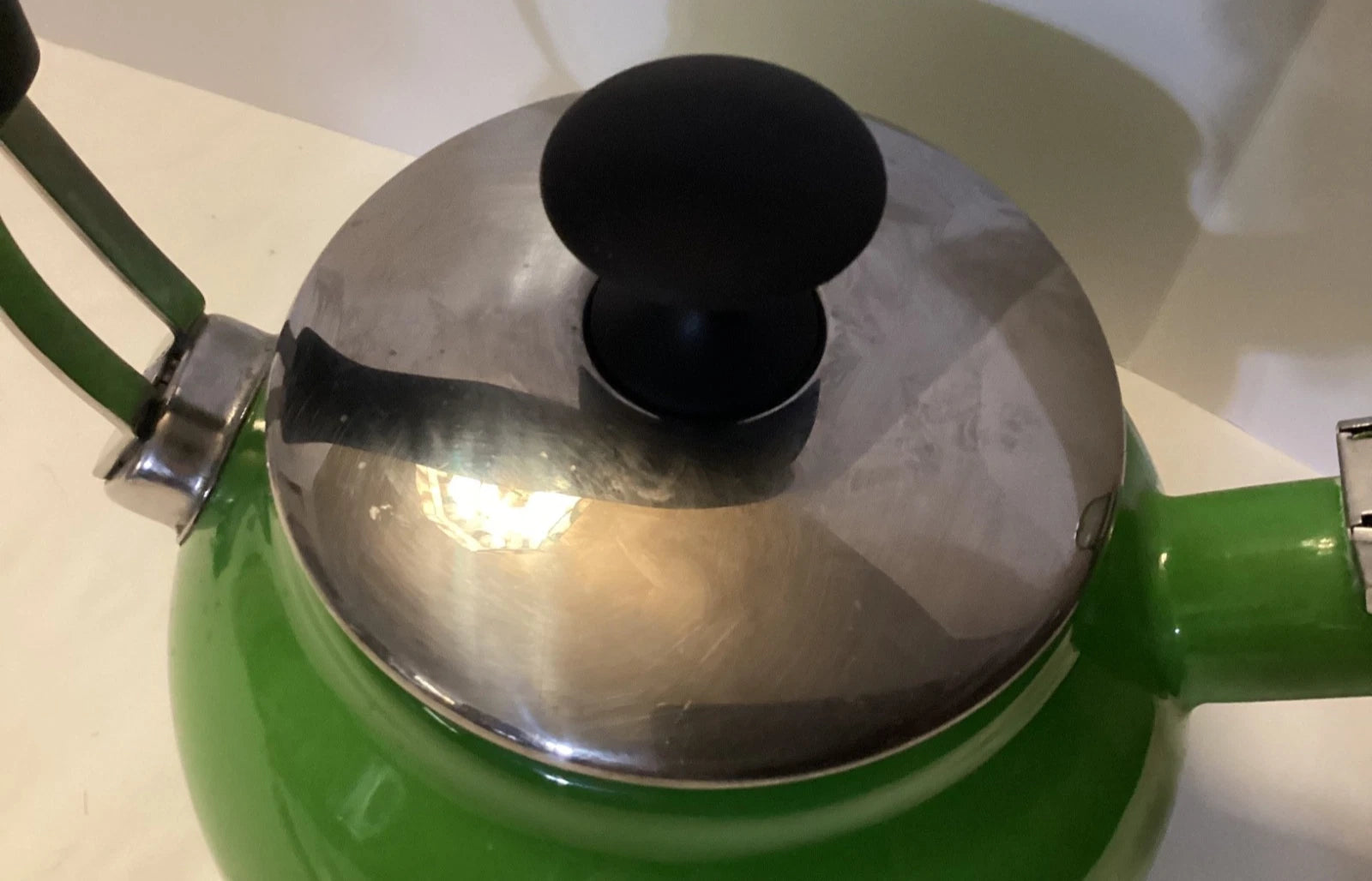 Vintage Green Enamel Whistling Tea Kettle Teapot | eBay