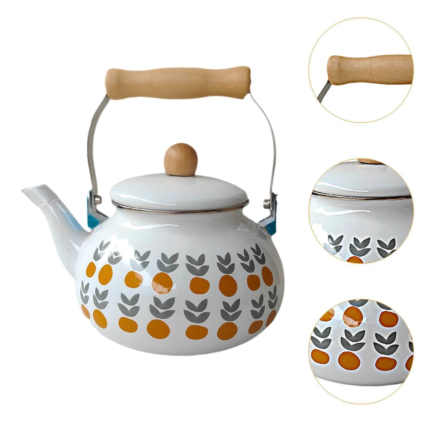 Enamel Teapot Coffee Pot 2.5L Large Capacity with Handle Vintage Porcelain Tea | eBay