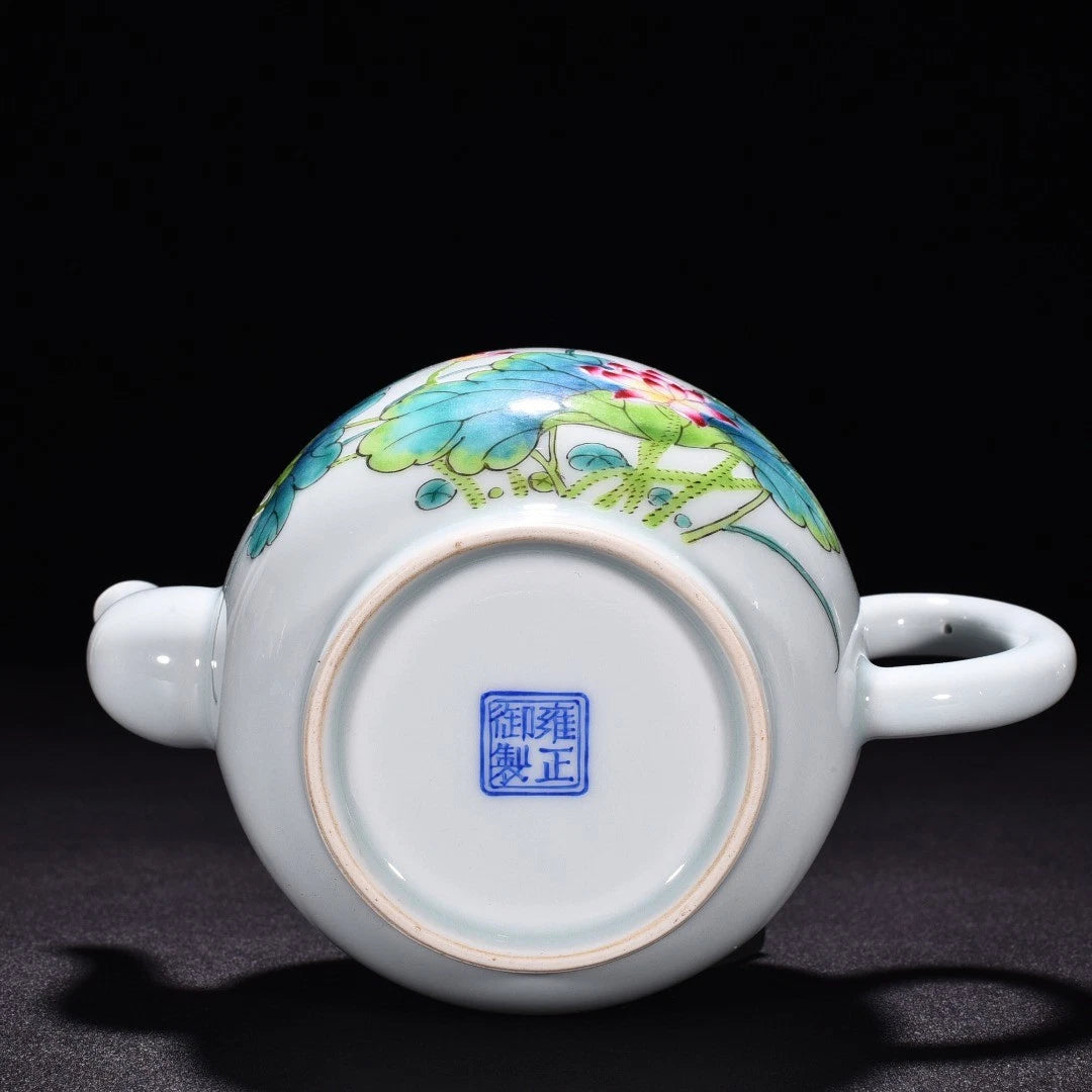 6.7" China Old Vintage Qing Yongzheng Mark Porcelain Colour Enamels Lotus Teapot | eBay