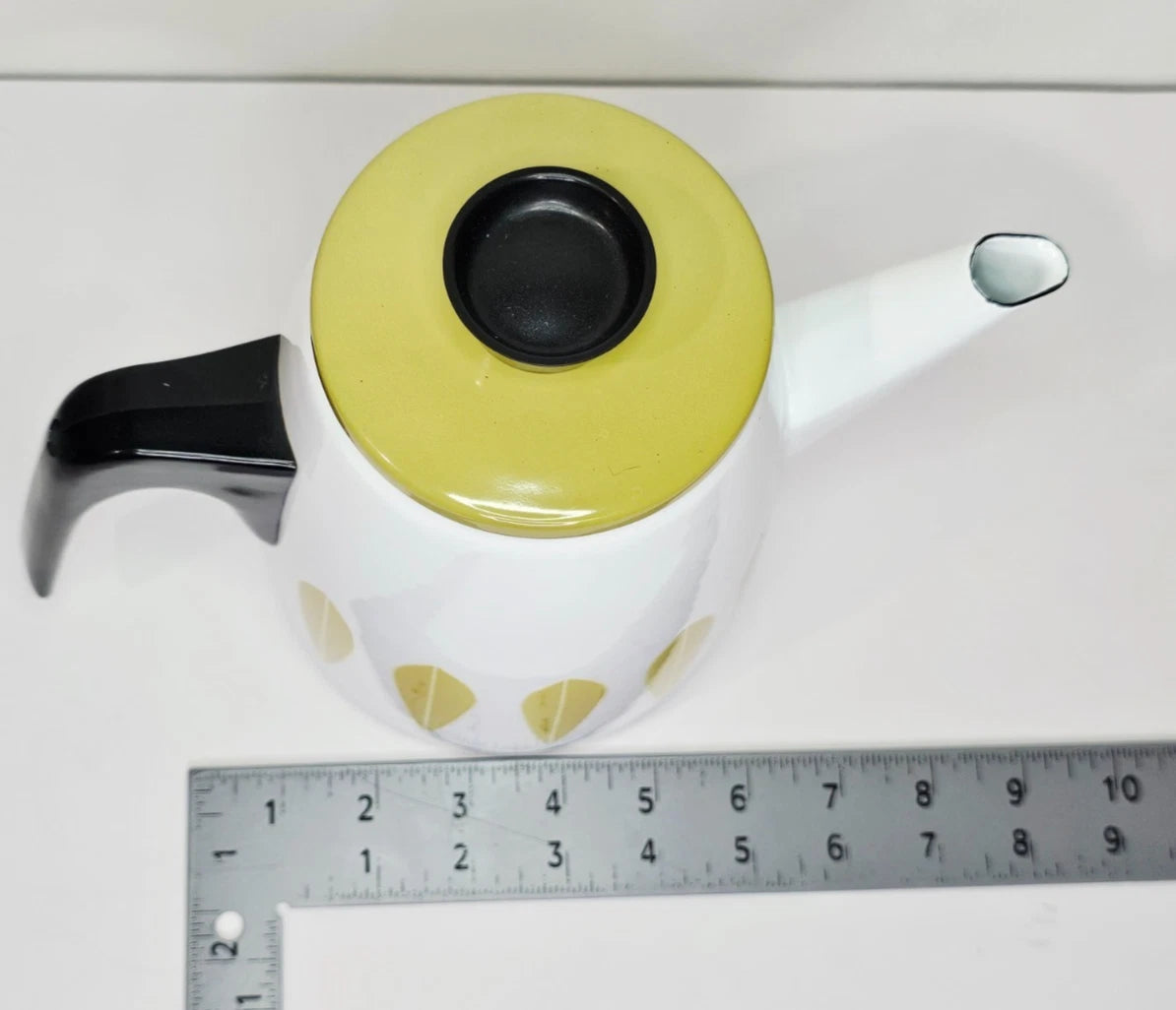 Cathrineholm Lotus Coffeepot White Olive Green Kettle Vintage MCM Teapot Enamel | eBay