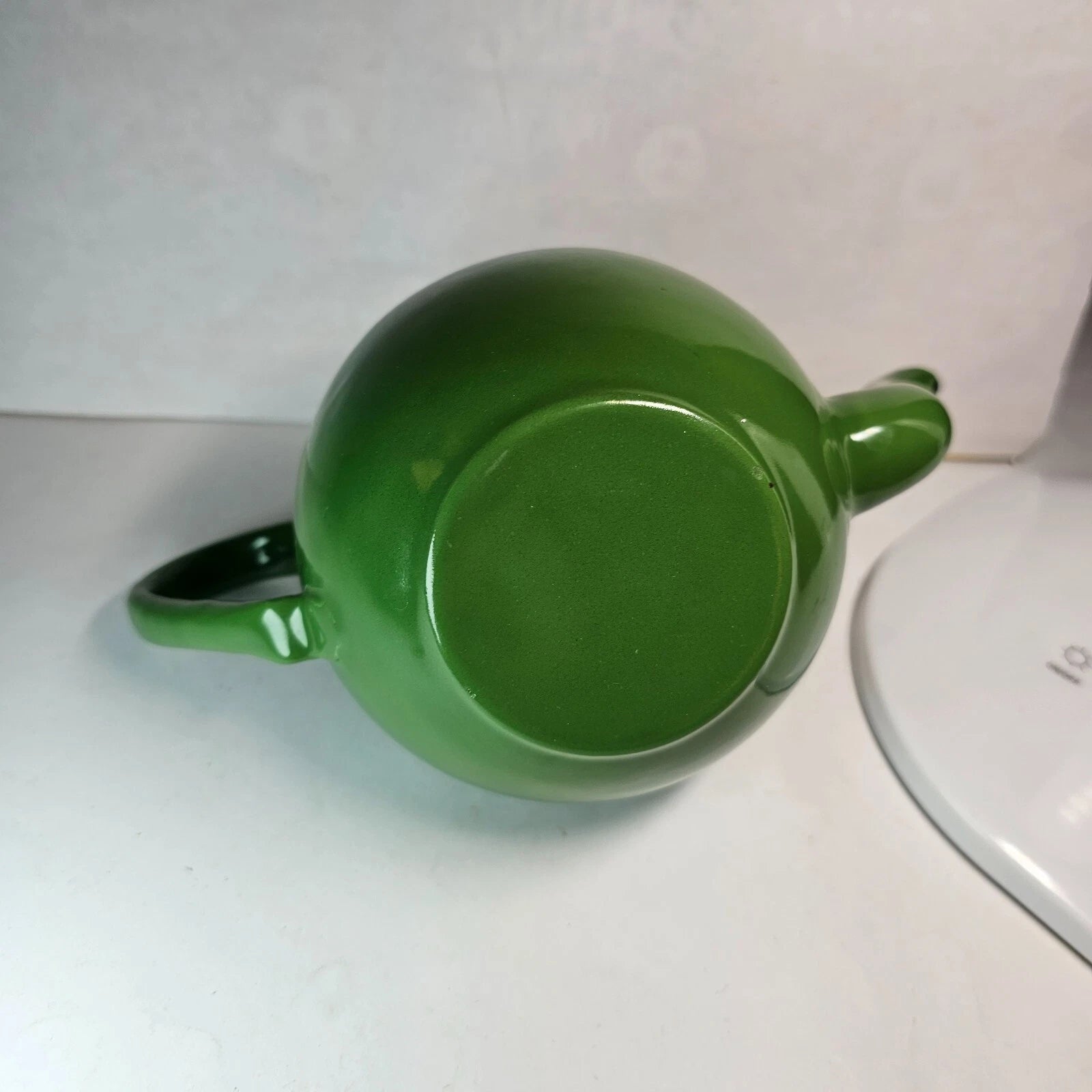 SMALL GREEN ENAMEL TEAPOT PITCHER POT PORCELAIN METAL w/ LID WHITE BLACK ANTIQUE | eBay