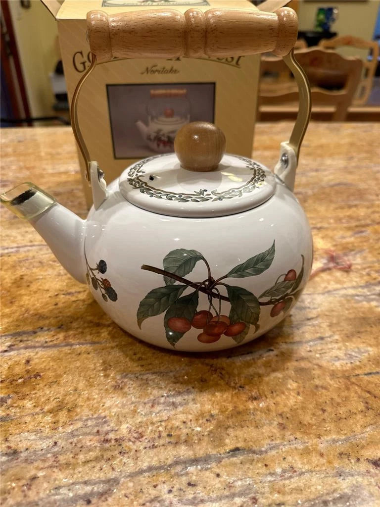 Noritake Gourment Harvest 2 Qt. Porcelain Enamel Teapot Kettle New | eBay