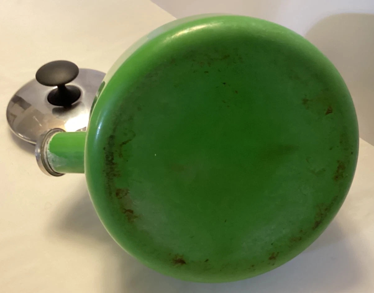 Vintage Green Enamel Whistling Tea Kettle Teapot | eBay