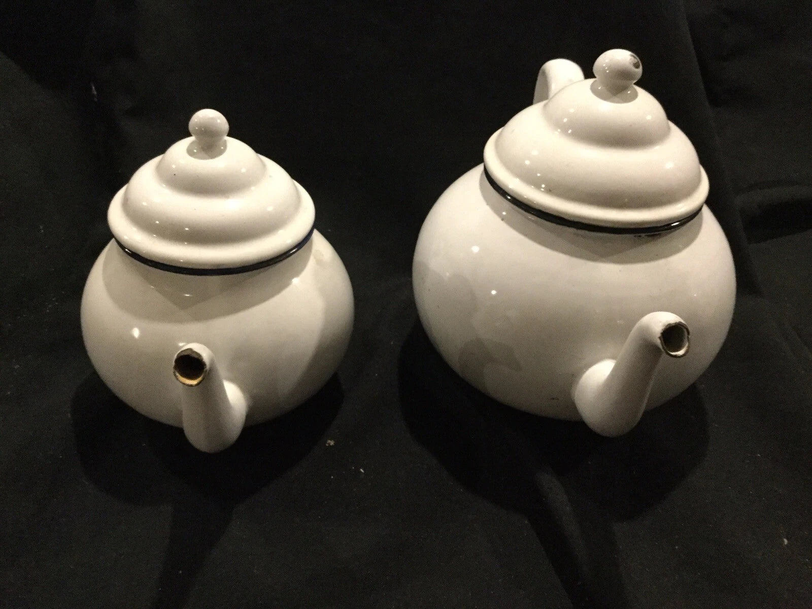 Antique Pair of porcelain Enamel White Tea pots j1 | eBay