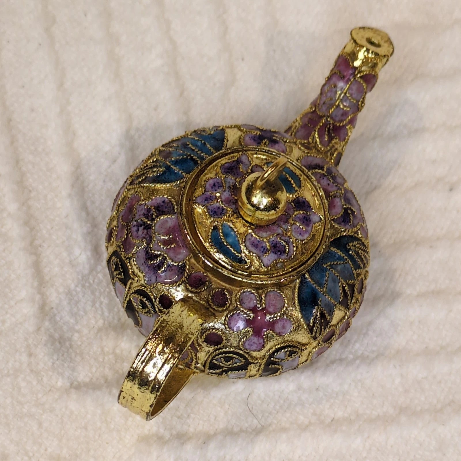 Vintage Cloisonné Porcelain Enamel Miniature Tea Pot With Floral Pattern | eBay