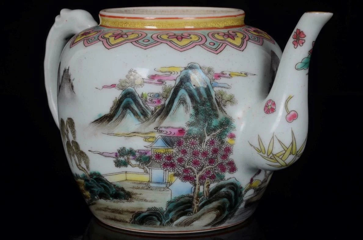 OLD CHINESE COLOUR ENAMEL PORCELAIN TEAPOT YONGZHENG MARKED ST235 | eBay