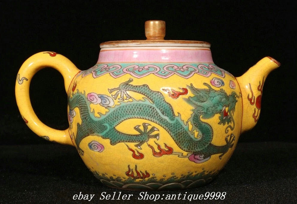 5.9"Old Qing Dynasty Enamel Color Porcelain Dragon Wine Tea Pot Flagon | eBay