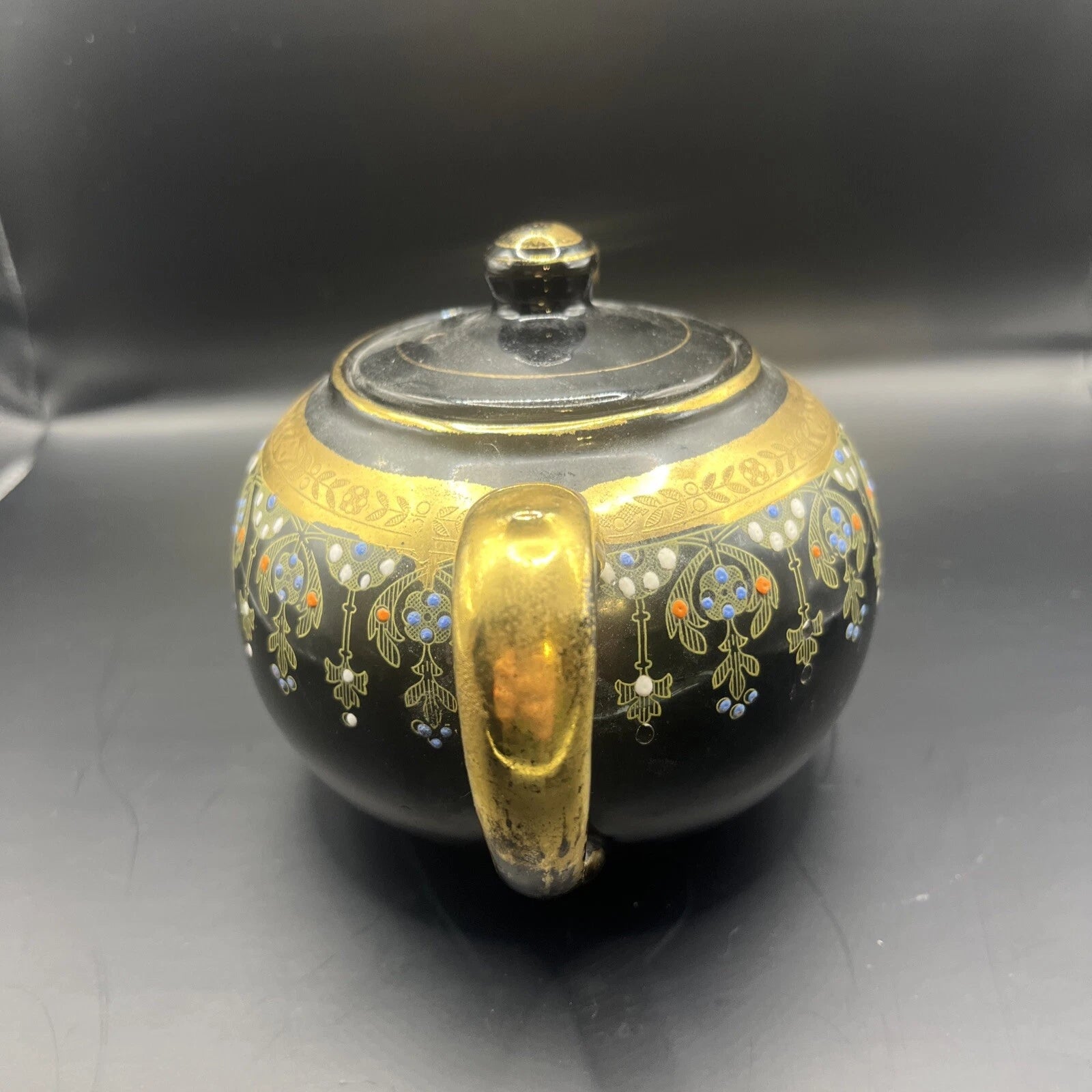 Look alike Gibson and Sons Teapot w/ Lid Black Gold Enamel Vintage 4 tall Japan | eBay