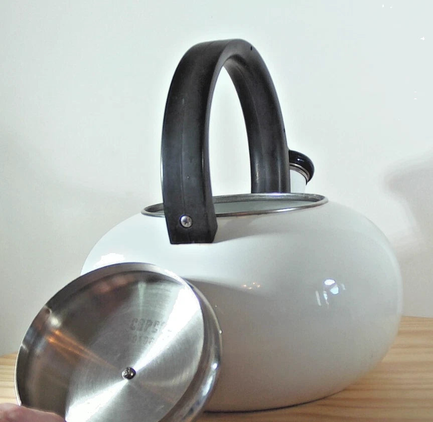 COPCO 0106 White Enamel Coated Teapot Tea Kettle | eBay
