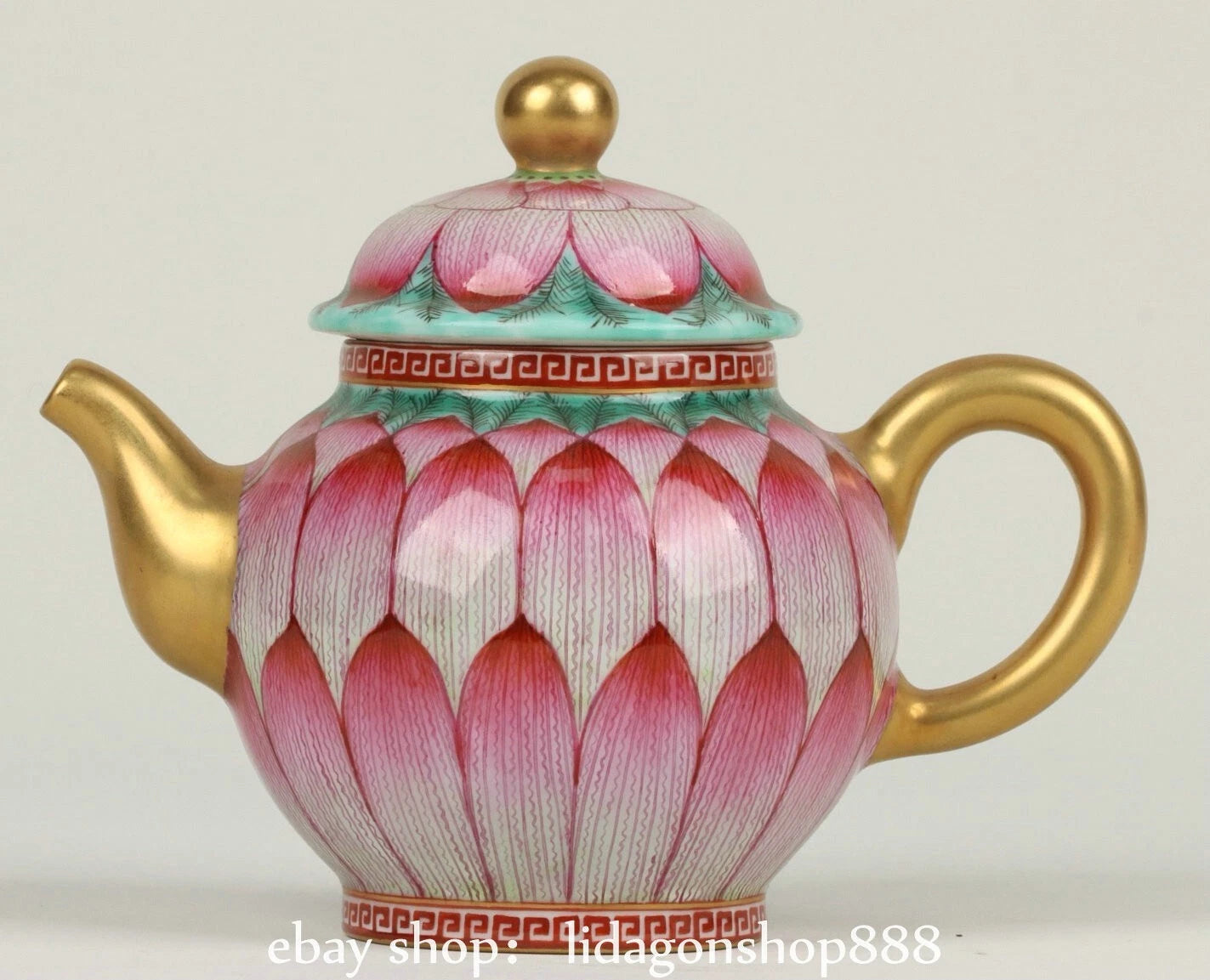 6" Yongzheng Marked Enamel Porcelain Gilt Lotus Flower Pattern Wine Tea Pot | eBay