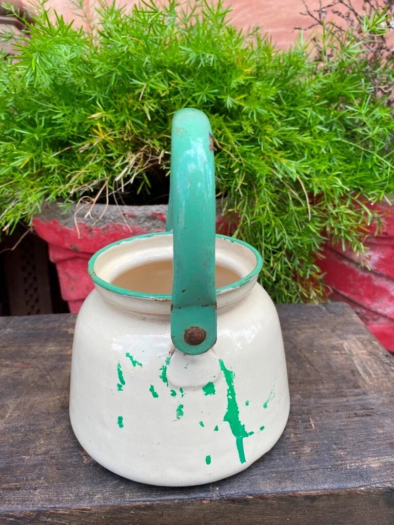 Antique Old Original Rustic Enamel Porcelain Teapot Tea Kettle Made In Polland | eBay
