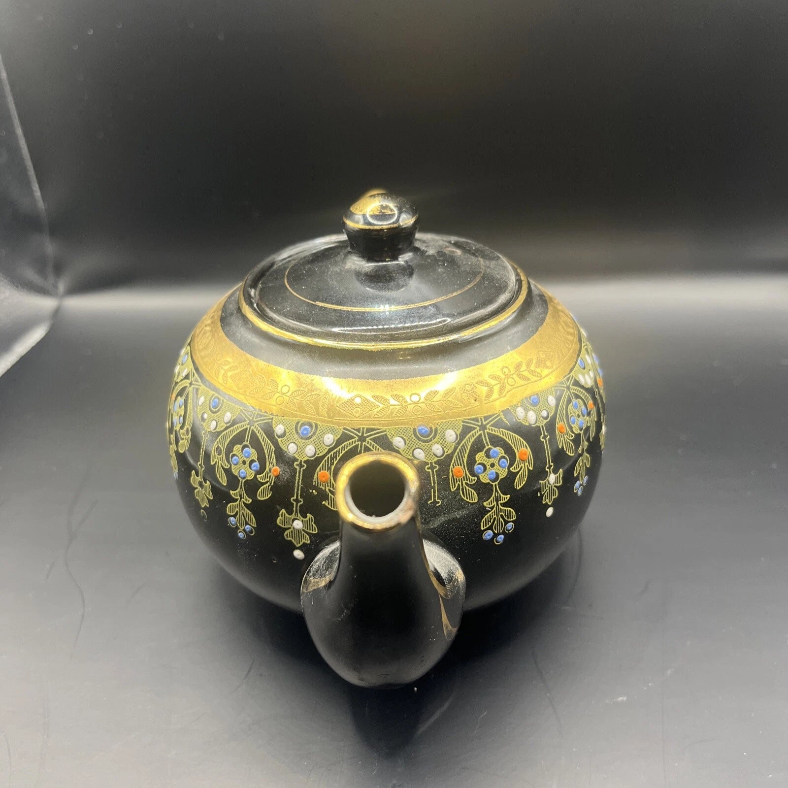 Look alike Gibson and Sons Teapot w/ Lid Black Gold Enamel Vintage 4 tall Japan | eBay