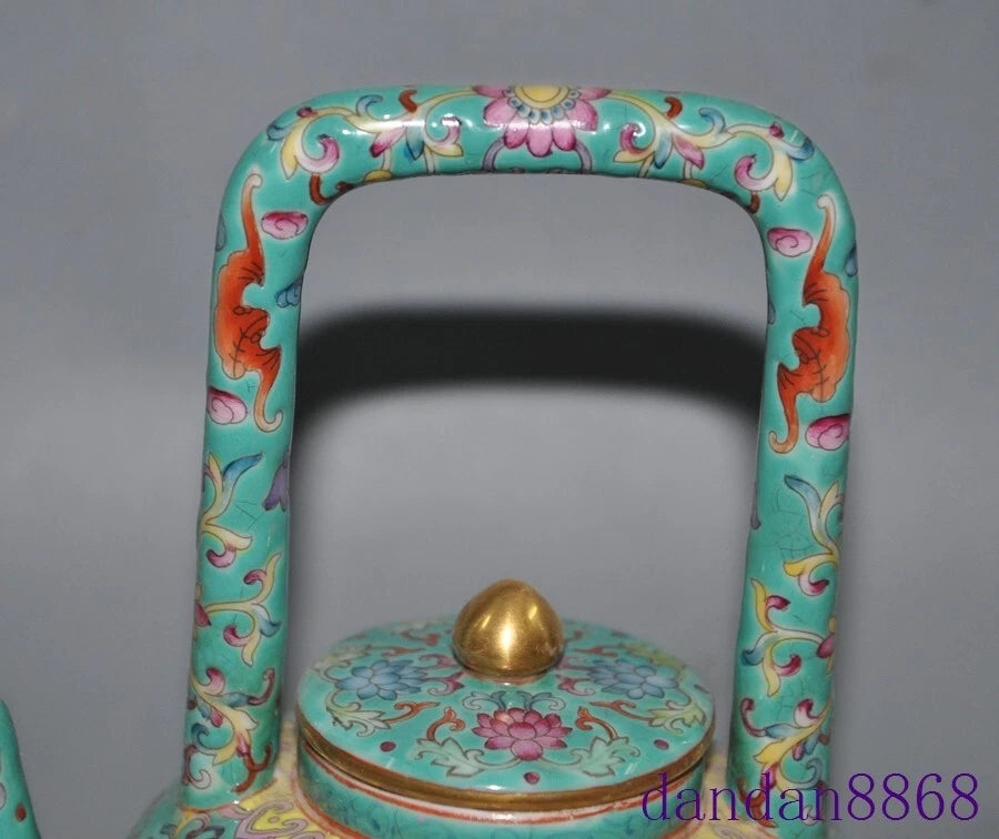 5.6"Old China cloisonne enamel porcelain flowers grain handle Tea makers Tea Pot | eBay