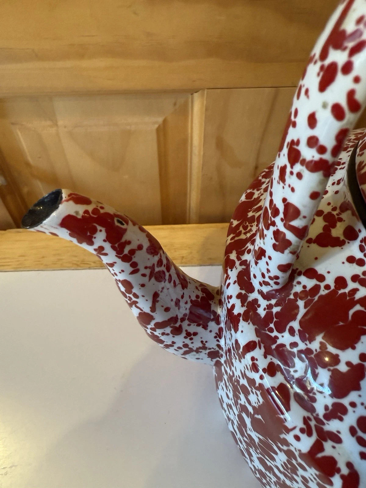 New Fine Enamelware Red & White Teapot CGS International Inc. 8”tall 7”wide L@@K | eBay