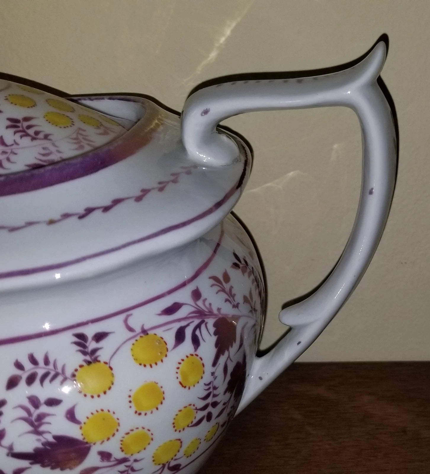 C.1810-1820 Georgian Porcelain Teapot Pink Luster Yellow Enamel Exc. Condition | eBay