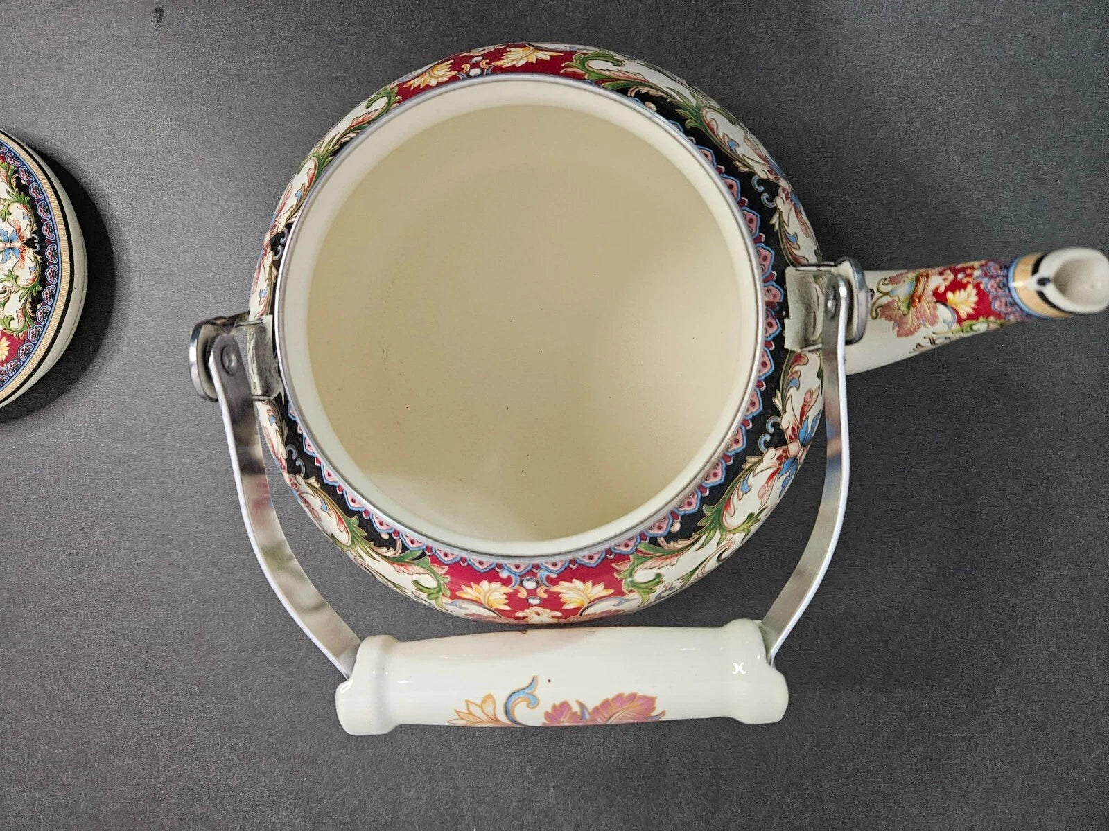 Gorgeous Enamel Teapot with Ceramic Handle - Very Nice | eBay