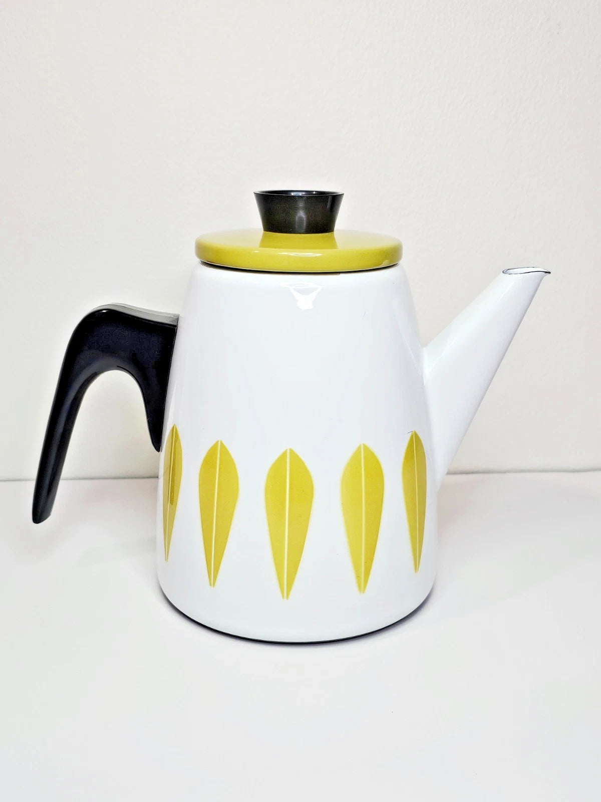 Cathrineholm Lotus Coffeepot White Olive Green Kettle Vintage MCM Teapot Enamel | eBay