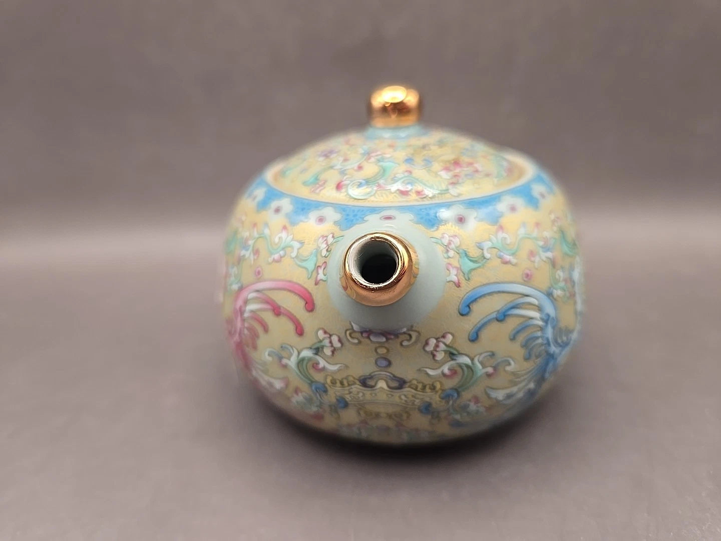 Gold Painting Enamel Ceramic Teapot Teal Floral Single Serving | eBay