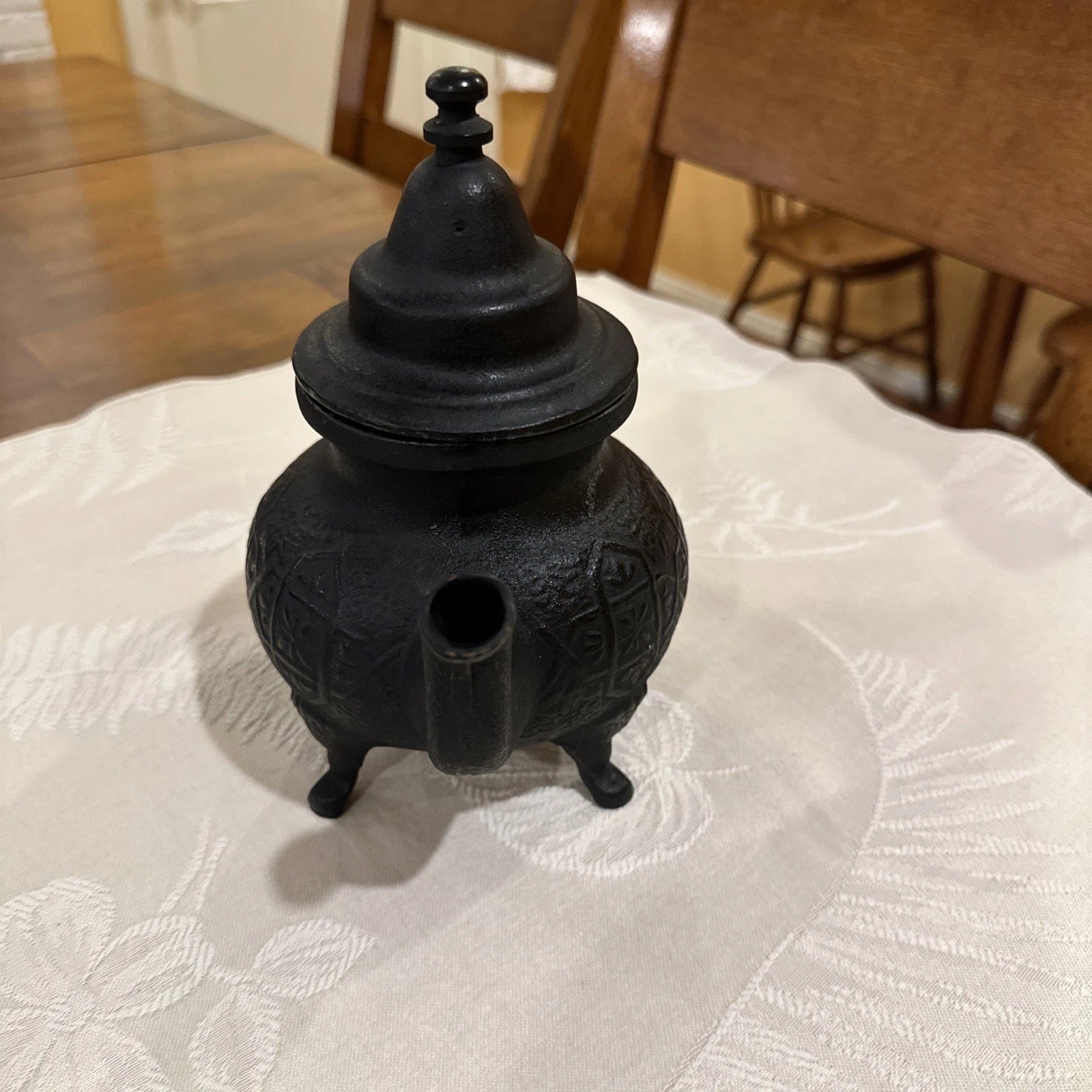 Moroccan Style Cast Iron Tea Pot Footed Enamel Lined with Lid and Handle 8” | eBay