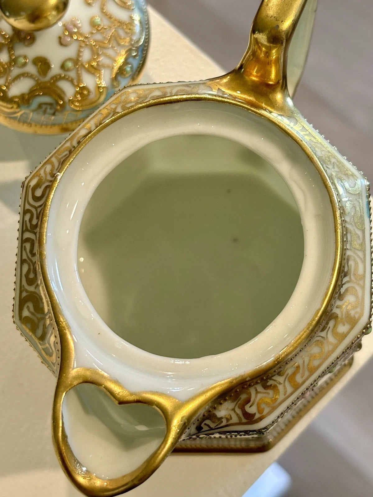 Esquisite NIPPON MORIAGE TEAPOT & UNDERPLATE GOLD ENAMEL - BEADING | eBay