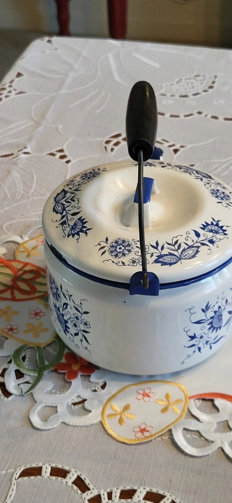Vintage Farmhouse Floral Blue And White Enamel Coffee Tea Pot | eBay