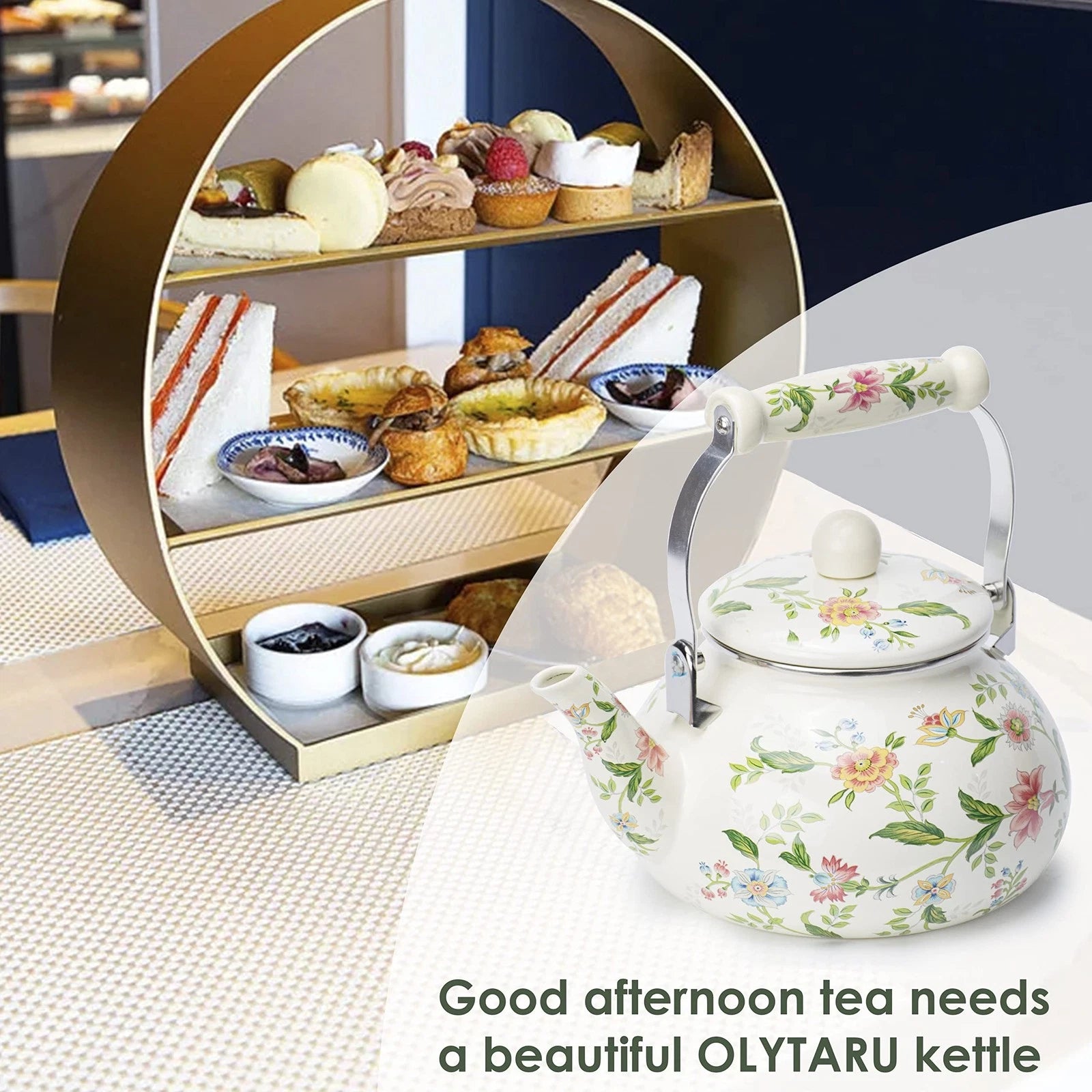 Enamel Teapot Floral Large Porcelain Enameled Teakettle Stovetop Kettle | eBay