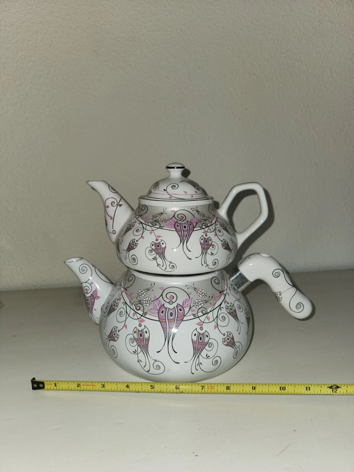 Asvar Eftalya Turkish Teapot Enamel And Porcelain Floral | eBay