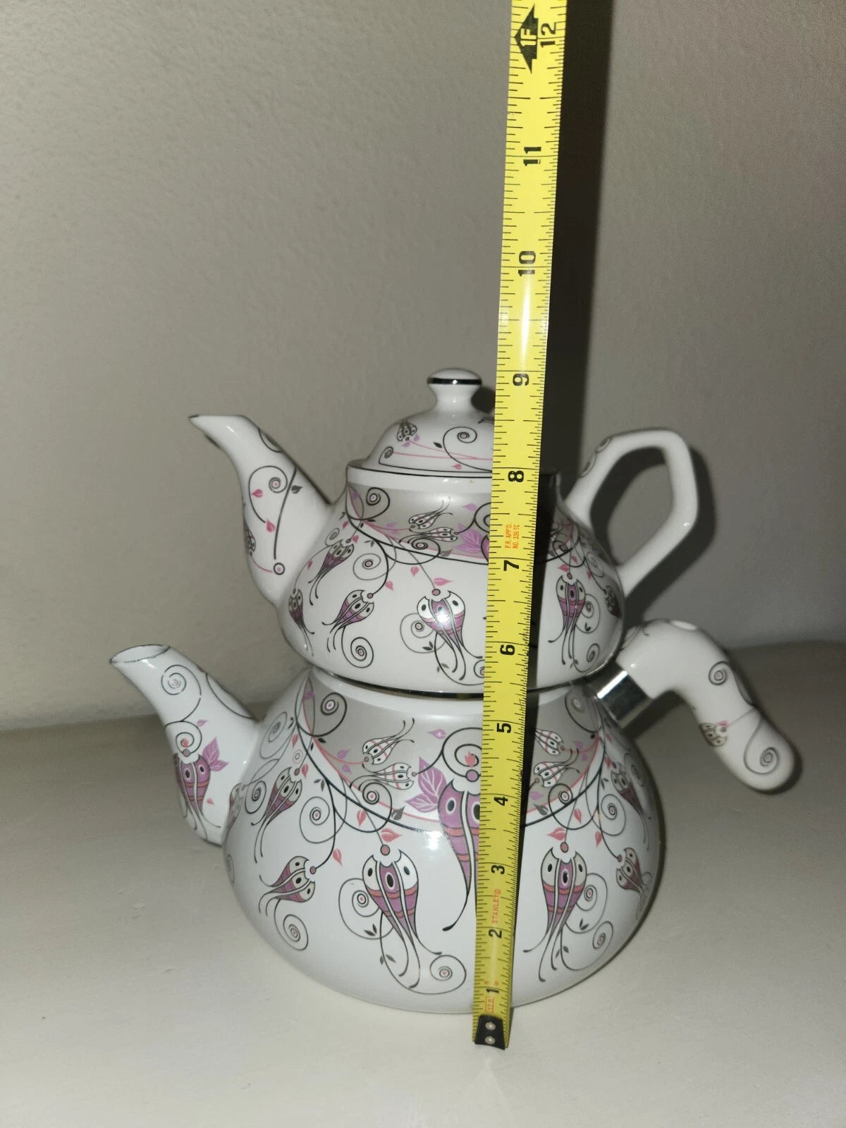 Asvar Eftalya Turkish Teapot Enamel And Porcelain Floral | eBay