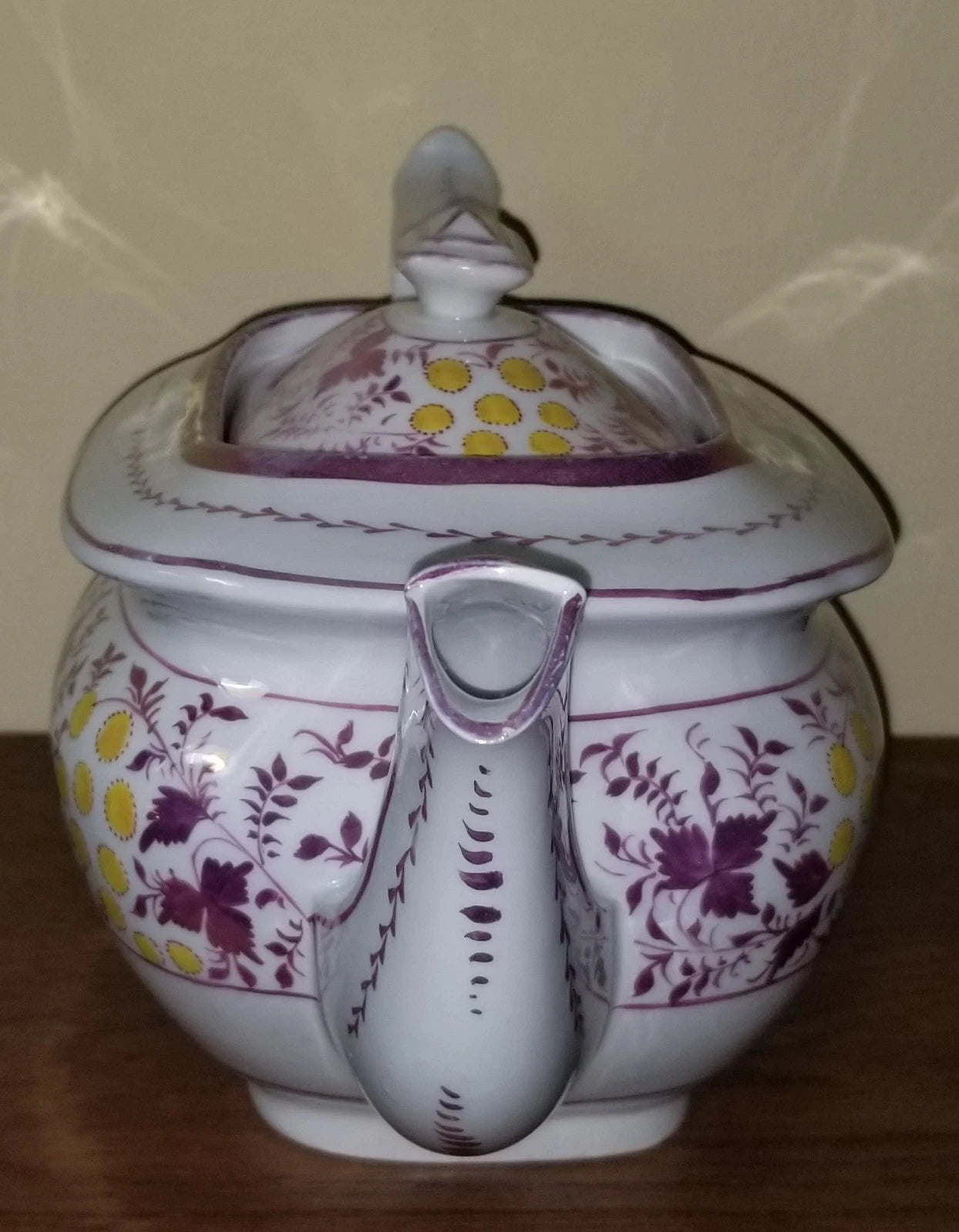 C.1810-1820 Georgian Porcelain Teapot Pink Luster Yellow Enamel Exc. Condition | eBay