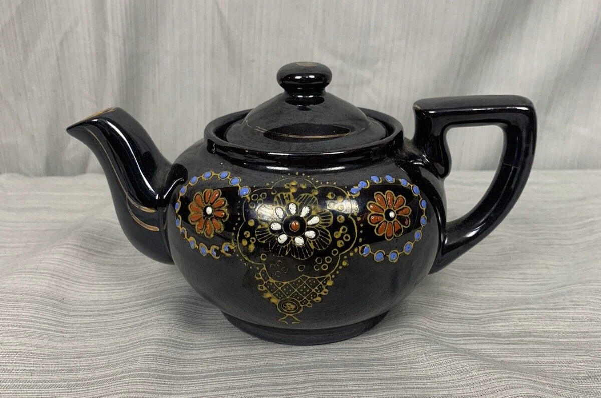 Dark Brown Teapot Moriage Enamel Hand Painted Vintage, Japan | eBay