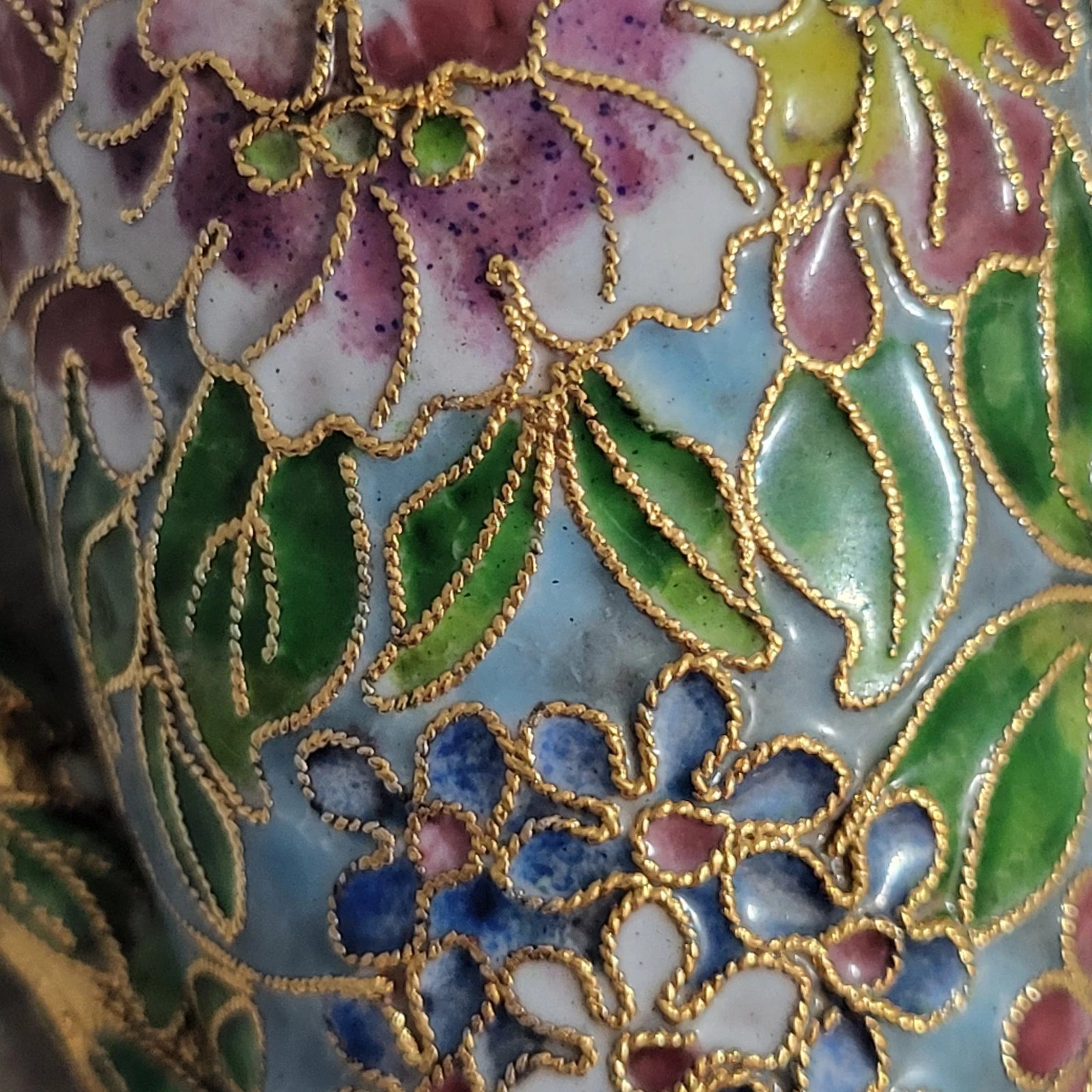 Vintage NYCO Enameled Cloisonne Miniature Teapot Floral Blue Pink Green Gold 5" | eBay