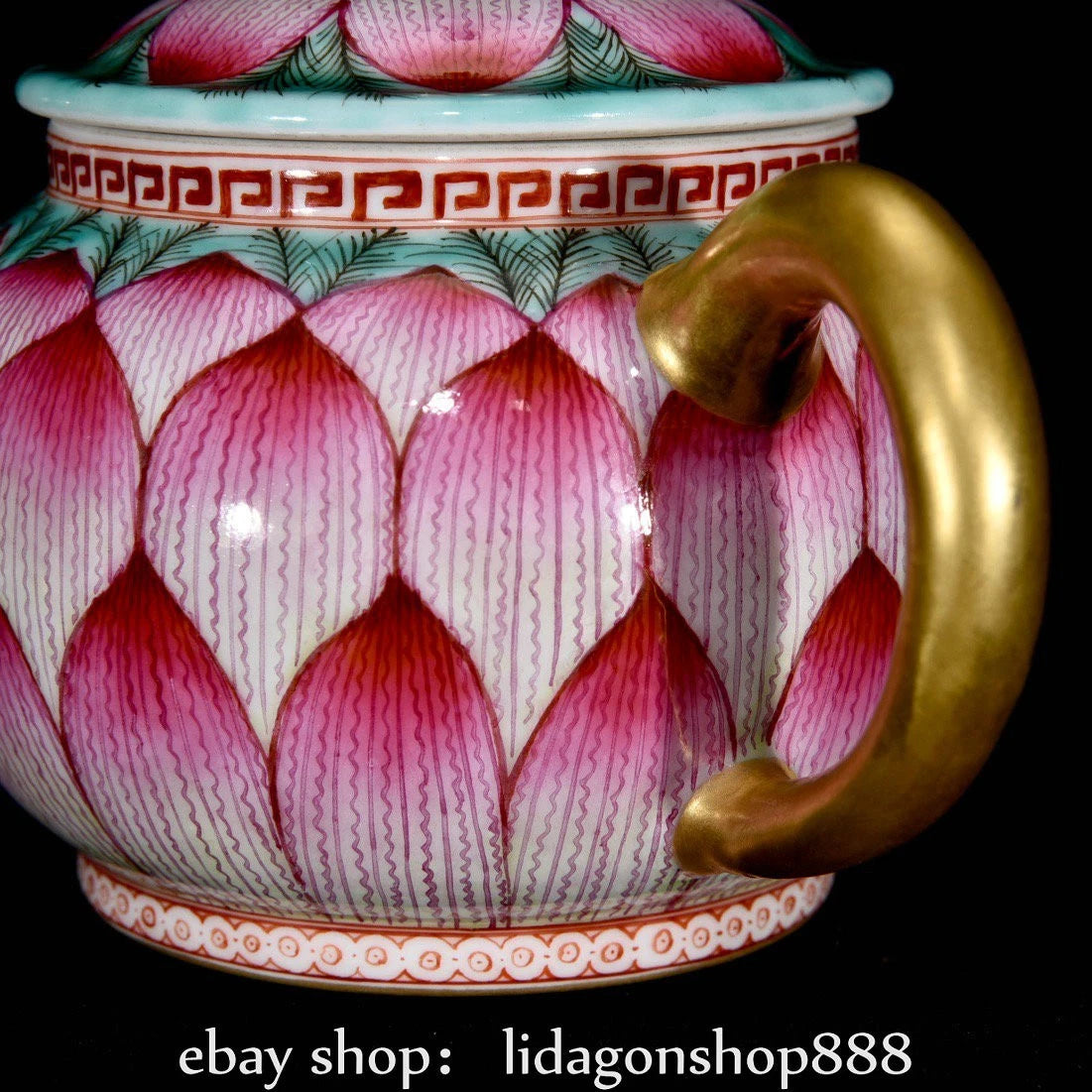 6.4"Qianlong Marked Enamel Porcelain Gilt Lotus Flower Petal Pattern Wine Teapot | eBay