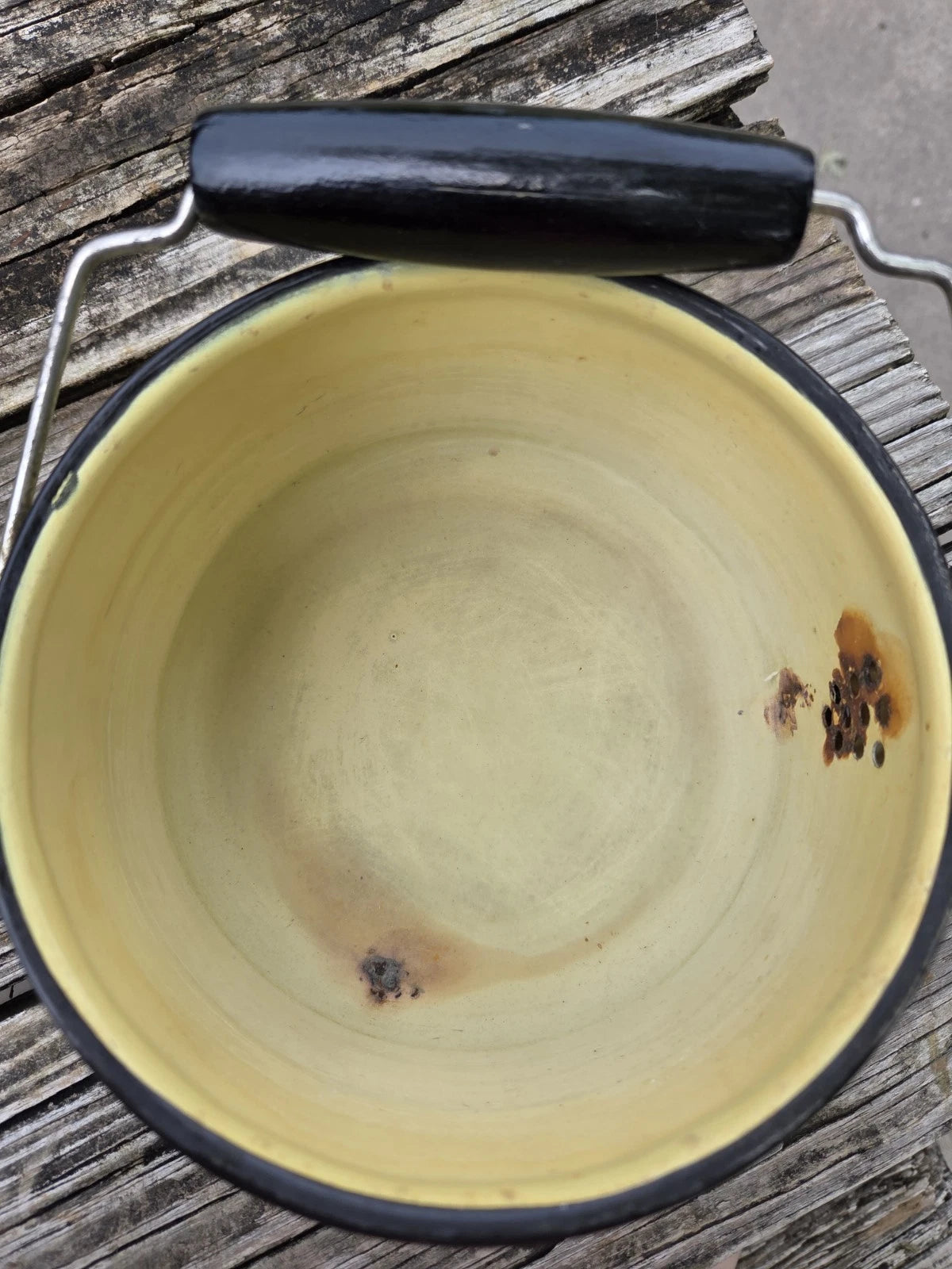 Vintage yellow enamel teapot With Lid Enamelware Bail Handle | eBay