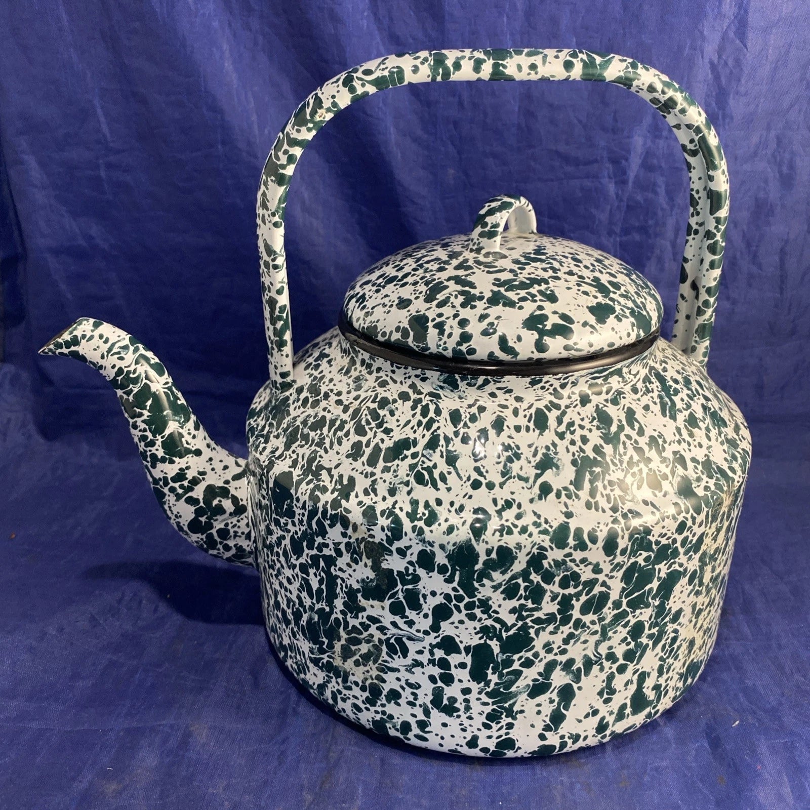 Enamel Ware Teapot Green And White Speckled Splatter EnamelWare New | eBay