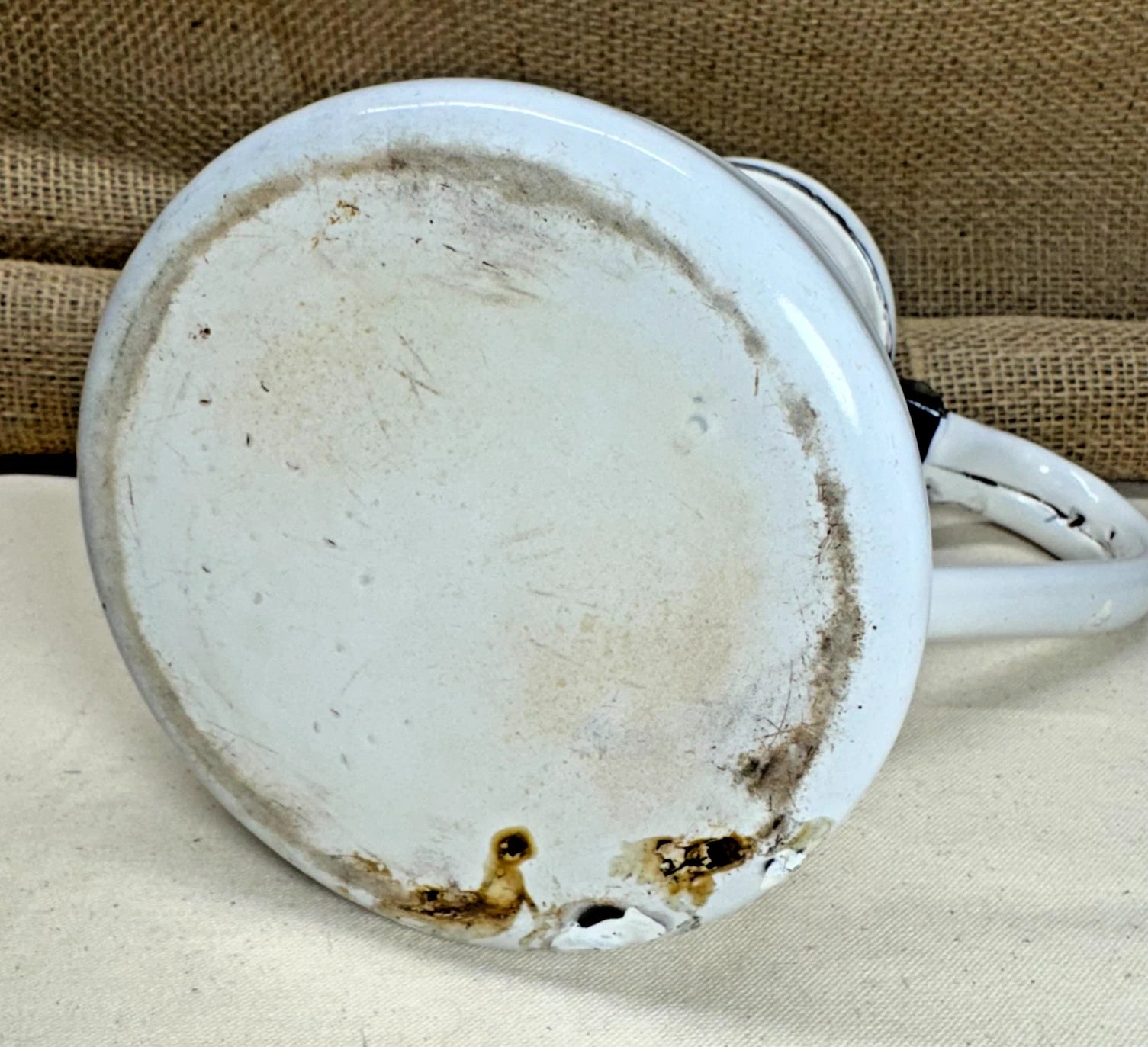 Vintage Enamel Coffee Tea Pot w Goose Neck Spout White w Blue Rim | eBay