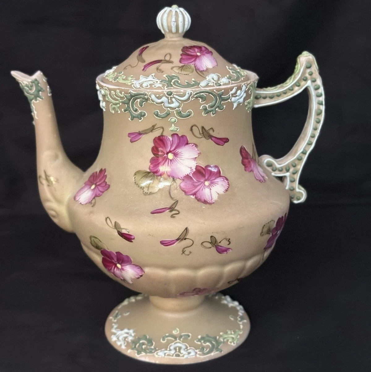 NIPPON ERA TEAPOT WITH BEAUTIFUL ENAMEL & SQUEEZE BAG DECORATIONS....RARE! | eBay