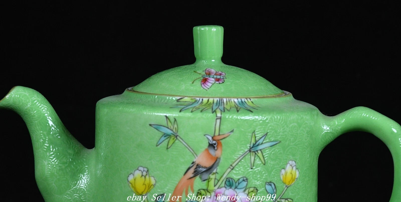 Qianlong Marked Colour Enamel Porcelain Gilt Peony Flower Bird Teapot Teakettle | eBay